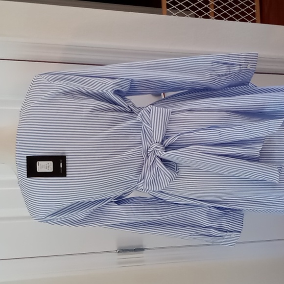Fashion Nova Live A Little Kimono Size XL Blue/White Striped Long Sleeve - Picture 7 of 15